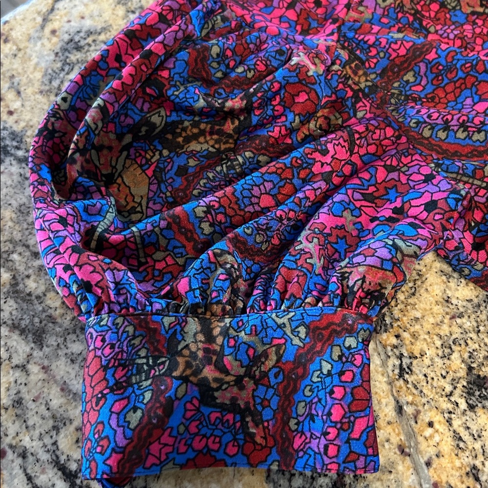 Vintage Betsy Johnson floral stain glass wrap dress - Picture 10 of 11